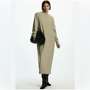 COS Long Sleeve Beige Wool  Sweater Dress, SZ L minimalist , quiet luxury